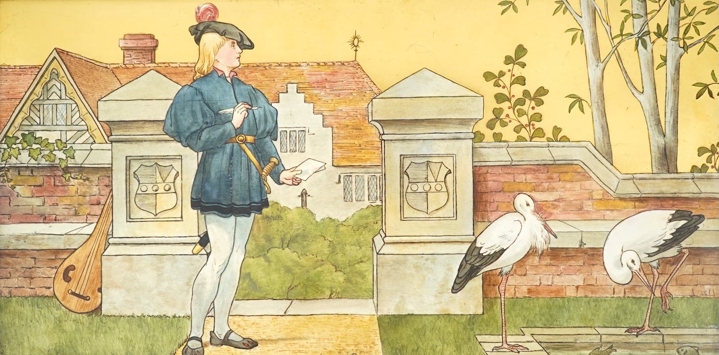 A Mintons Art Pottery Studio pottery plaque, designed by Henry Stacey Marks, late 19th century